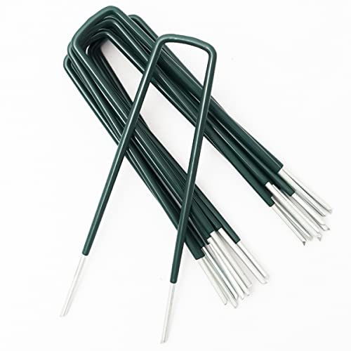 Winsome Weed Membrane Pegs PVC Coated | 14.5 cm U-Shaped Ground Pegs for Weed Control Membrane, Artificial Grass & Netting | Galvanised Steel Astro Turf Pegs (Pack of 40)