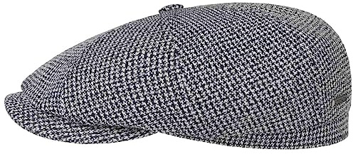 Stetson Hatteras Cotton Jersey Flatcap Zweifarbig Unisex 100% Baumwolle UV-Schutz 40+ Made in EU Frühjahr Sommer schwarz-weiß XL (60-61 cm)
