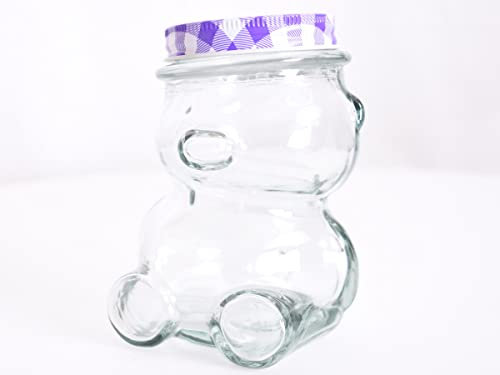 Einmachglas Bärchen mit Drehverschluss Honig Konfitüre Glas 300ml LILA Marmelade dekoratives Vorratsglas niedliches Glasgefäß Aufbewahren Verschenken Küchenzubehör Geschenkidee Glasbehälter Deko