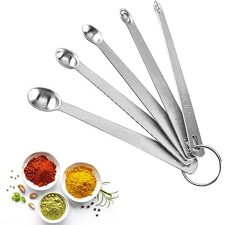 5 Pcs Mini Premium Stainless Steel Measuring Spoons, 5 Piece Set, Solid
