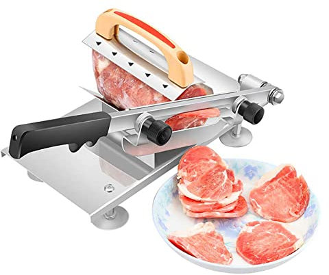 Manual Meat Slicer, Hand Meat Slicing Machine, Stainless Steel Beef Mutton Roll Meat Cheese Slicer, Suitable for Beef, Lamb Rolls, Cucumber Slices, Carrot Slices