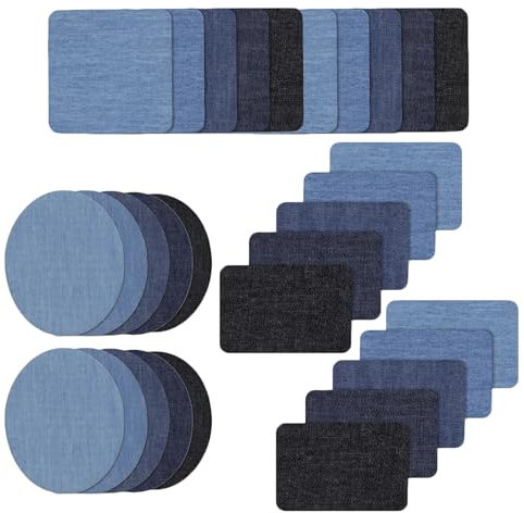 Peiyee Jeans Flicken Zum AufbüGeln,30 StüCk Denim Repair Patches,BüGelflicken Jeans FüR Innen Und AußEn StäRkster Kleber FüR Jeans Jacken Kleidung Kleid Taschen Diy-ZubehöR