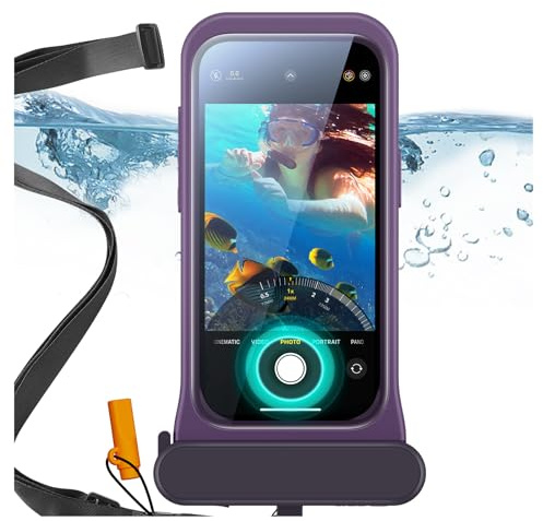 ESR vattentät telefonväska för iPhone 15 Pro Max/14 Pro Max, beröringskänslighet för undervatten, IPX8, flytande vattentät mobiltelefonfodral med snodd, torr väska för snorkling, lila