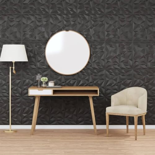 ZEYUAN Panneaux muraux 24 pcs Noir 50x50 cm EPS 6 m² améthyste,Panneau Mural Decoratif,Plaque PVC,Revetement Mural