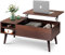 WLIVE Couchtisch Höhenverstellbar, Wohnzimmertisch mit Verstecktem Fach und Verstellbarem Regal, Kaffeetisch für Wohnzimmer, Büro, Braune Eiche