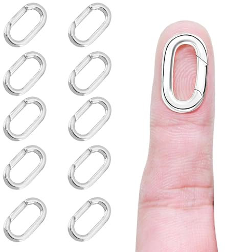 Mezrkuwr 10 Stück ovaler Verschluss, Karabiner, Halskettenverschlüsse und Verschlüsse, Federringverschluss, Kettenverbinder, Halsketten und Armbändern (Kleingröße)