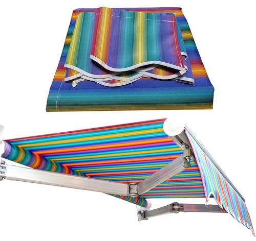 Wasserdichtes Polyester-Markisenoberteil, Ersatzstoff für einziehbare Markisen, Sonnenschutz mit Volant für Terrassenfenstertür (6 x 5 m)