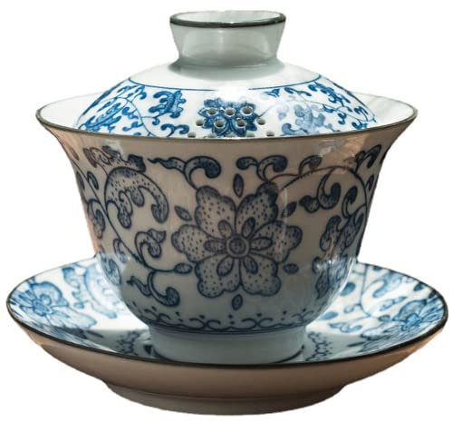 Ensemble de tasses à thé chinoises en céramique bleu et blanc Gaiwan 170 ml traditionnel ménage cérémonie du thé soupière beau service à thé pour les amateurs de thé