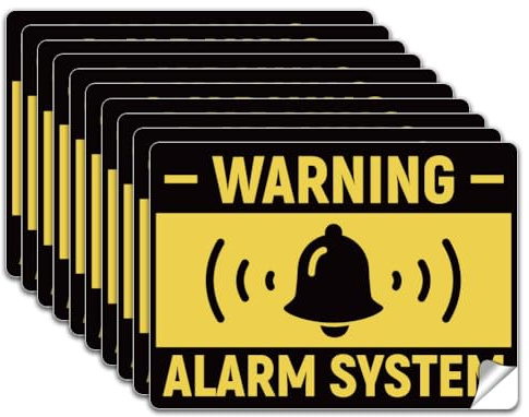 WADORN 10 adesivo per Segnale di Allarme di Avvertimento, Adesivi di Avvertimento di Sicurezza Antifurto Autoadesivi Impermeabili In PVC per Negozi Aziendali Interni Ed Esterni, 13x18cm