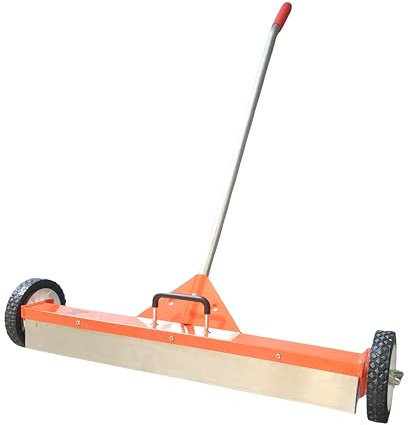 Zeluga 10-494 Barredora magnética rodante de 76.2 cm con ruedas, potente caja de imanes con mango de liberación rápida, naranja