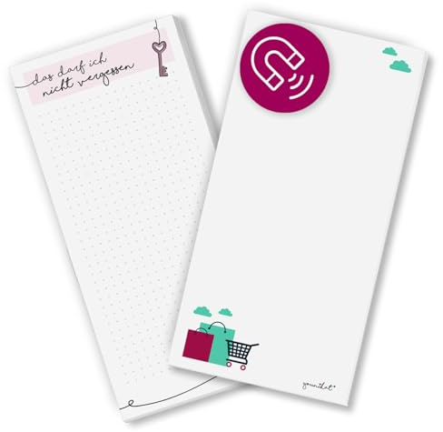 younikat 2 Stück Einkaufslisten je 50 Blatt magnetische Rückseite - dv1555 | To-Do Liste Organizer aus Papier zum Beschreiben Notizblock, ohne die restlichen Seiten zu beschädigen, tägliche Notizen