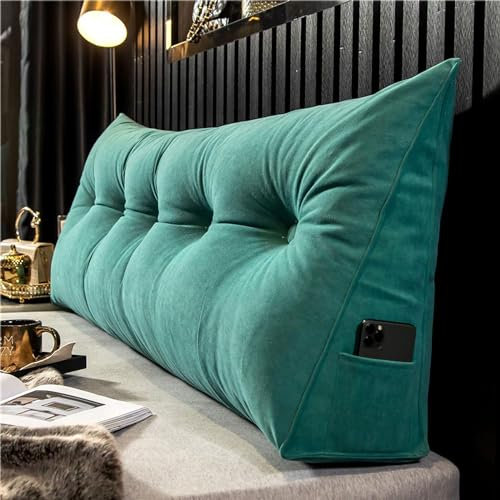 Dreieckiges Keil-Kopfteil-Kissen-Set, Tagesbett-Kissen mit abnehmbarem Bezug, 100 x 50 x 20 cm, Grün, bequemes Cousin-Kopfteil für Bett