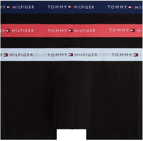 Tommy Hilfiger Calzoncillos bóxer Pack de 3 Hombre Trunks con Logotipo en la Cintura, Multicolor (FRS Cran/Swt BLU/NGHT Sky), S