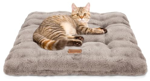 Nobleza Cat Bed Mat, Fluffy Bubble Fleece Cat Beds for Indoor Cats Kittens, Warm Kitten Cushion, Soft Plush Pet Cushion, Washable Pet Bed Mat for Small Cats Kitten Kitty, 50x40cm, Brown