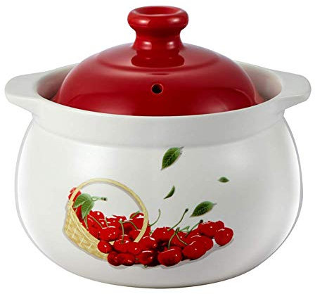 Casserole Non-Stick Ceramic Slow Cooker Pot with Lid Double Handle Baking Pot White-25.5 * 15.5 * 18cm ()