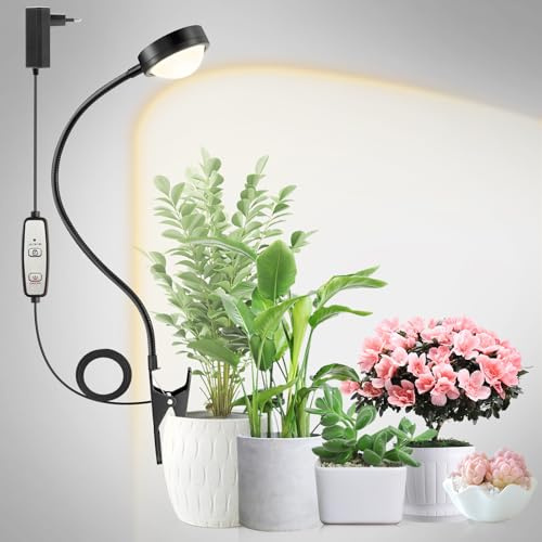 fayleer Lampada per Piante con Lente Ottiche Luce di Coltivazione con Timer 6/12/18 Ore Lampada da Coltivazione a Spettro Completo Luce di Crescita per Frutta Verdure Fiore