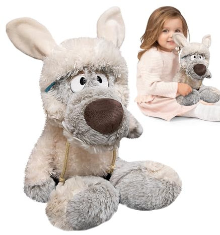 Generisch Wolf Plüschtier - 30 cm Kuscheltier Mit Schafsfell-Optik,Weiche Sammlerpuppe Als Dekoration Für Wohnzimmer Sofa Und Schlafzimmer