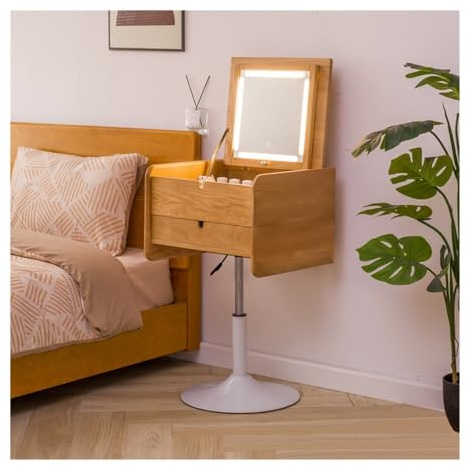 Lijiaxiuyc-101 Tavolo Trucco Piccolo Tavolo da toeletta in Legno con cassetto, Moderno Mobile da toeletta Ribaltabile, Tavolo da Trucco sollevabile, for Camera da Letto Toilette con Specchio