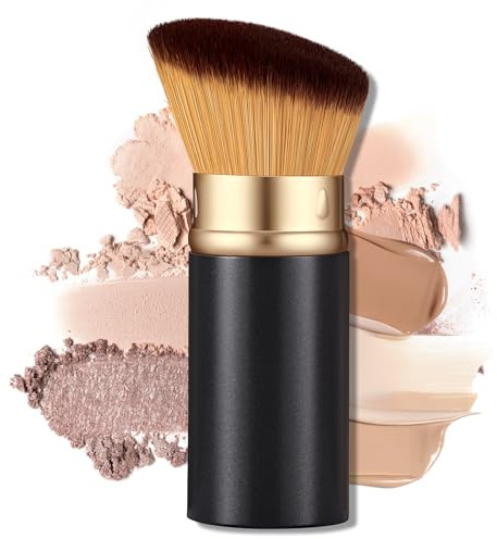 LIALTK Angled Kabuki Brush with Retractable Desige For Professional makeup