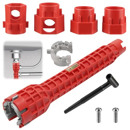 Inajoke 14 in 1 Tap Spanner Tool Multi-Functional Faucet Wrench Kit Anti-Slip & Comfortable Grip Plumbing Repair Set for Sink Bathroom Kitchen Plumbing Faucet Installation Tight Space