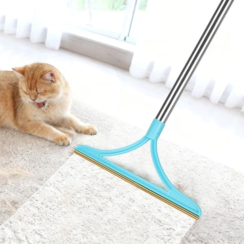 DMJJSD Teppichrechen zur Tierhaarentfernung – 3-in-1 Teppichschaber – 140 cm verstellbarer Tierhaarentferner – wiederverwendbarer langer Griff, Hunde- und Katzenhaarentferner, Bürste für Möbel