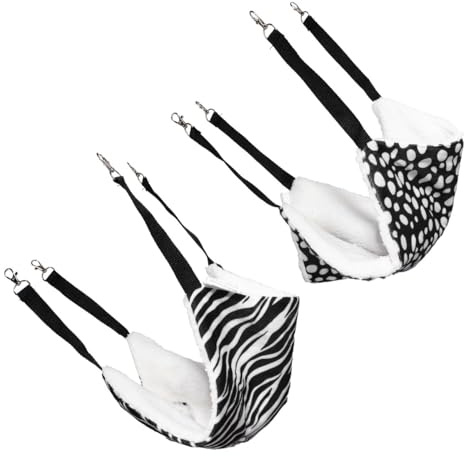 Toyvian 2Pcs Double-Sided Cat Hammock 35X35Cm with Breathable Black White Polka Dot and Zebra Pattern Fabric, Hanging Pet Bed Suitable for Indoor Cats Windowsill Sleeping Mat
