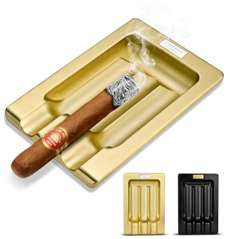 YXWYXWA Cenicero de cigarros de Metal, Soporte para cigarros de 3 Ranuras, cenicero de Mesa portátil, Accesorios para cigarros para cenicero de decoración del hogar Interior y Exterior