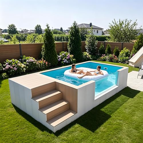 Piscina de contenedor personalizada, con marco de acero, prefabricada modular sobre el piso, sin excavaciones, fácil de instalar, ahorro de espacio, para patios pequeños, familiares, adultos, uso en