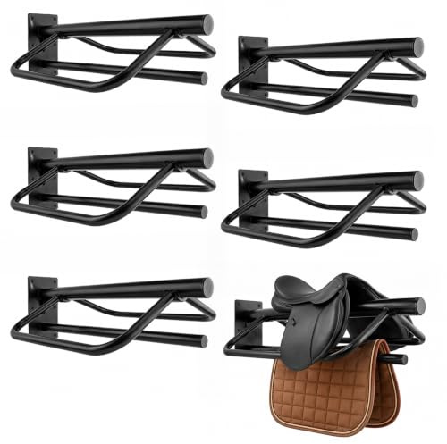 HDYEGY 6Pcs Saddle Rack with Pad Bar,Detachable Saddle Stand for Horse Tack Storage | Heavy Duty Saddle Rack Stand | Wall Mounted Design | for English & Western Saddles Blankets | Keeps Tack Organized