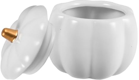 TOKIDNY Ciotola in Ceramica a Forma di Zucca con Coperchio, Design Unico e Carino, Facile da Conservare, per Occasioni Festive come Halloween e Ringraziamento