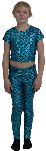 Crazy Chick® Girl's Shiny Mermaid Leggings Metallic Fish Scale Tights Mermaid Costume Age 5-13 Years