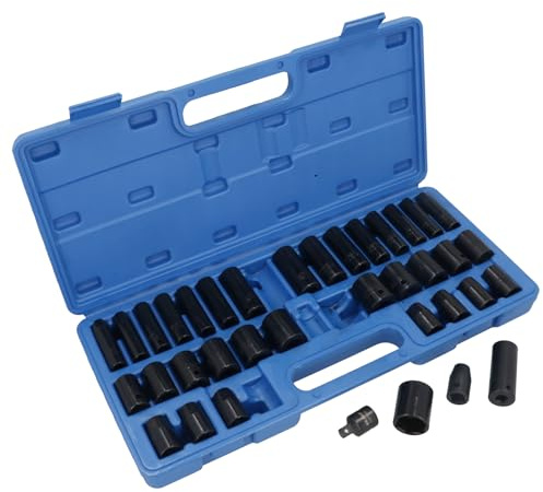 37pc Metrische & zöllige flache und tiefe Auswirkungen Buchsen 3/8 und 1/2Dr