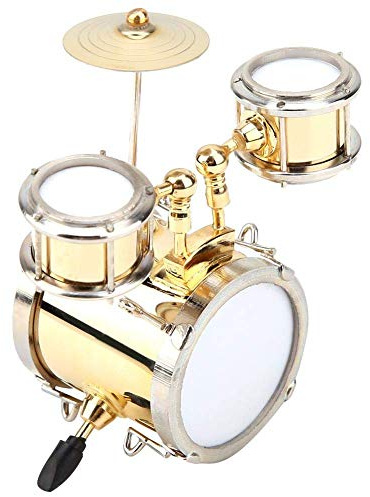 Batería réplica de instrumento musical en miniatura Ornamento bateristaRegalo modelo infantil tambor tres decoracion