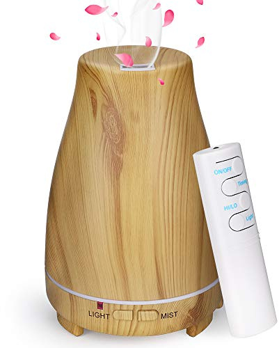 Diffusore di Oli Essenziali 150ml, GeeRic Mini Diffusore Aromaterapia Umidificatore Ultrasuoni Umidificatore 7 Colori LED Diffusori di Aroma Silenzioso per Yoga Regalo,Marrone