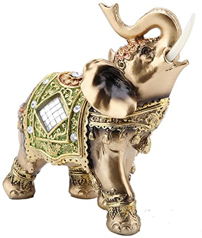 Hakeeta Estatua de Elefante, Perfecto para Regalo para Decoración de Tienda Hogar, Elefante Tailandés, Elefante de Feng Shui, para Decoración de la Recepción, Decoración de Buena Suerte, 3 Tamaños(L)