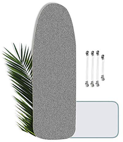 GLJING Bügelbrettbezug für Dampfbügeleisen, 100% Baumwolle, 160x60cm, Schön Bügelbrett-Bezug inkl 4 Spannclips, Bügeltischbezug XXL