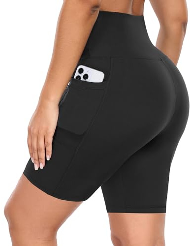 GIMDUMASA Gym Shorts for Women UK High Waist Cycling Shorts Tummy Control with Pockets for Ladies Yoga Cycle Bike Workout Running Fitness Activewear Black