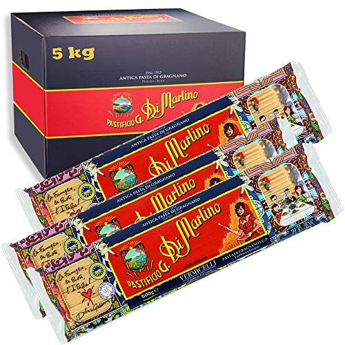 Vermicelli | 5kg Maxi Formato | Antica Pasta di Gragnano Igp | Pastificio Di Martino | Confezione 10 Pezzi da 500Gr | Eccellenza della Campania | 100% Grano Italiano | Idea Regalo