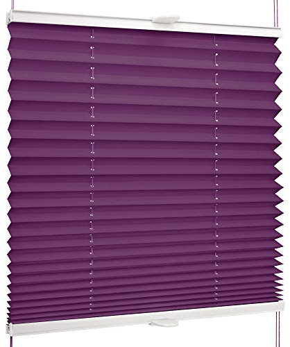 SchattenFreude Basic Klemmfix-Plissee für Fenster | Mit Klemm-Haltern | Ohne Bohren | Violett, Breite: 130cm x Höhe: 130cm