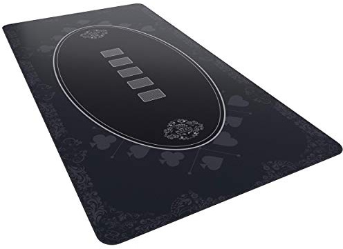 Bullets Playing Cards, Designer Pokermatte schwarz in 160 x 80cm für den eigenen Pokertisch, Deluxe Pokertuch, Pokerteppich, Pokertischauflage