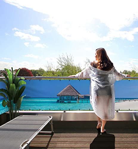 MyMaxxi Balkon Sichtschutz | Strand 01 3 x 0,9m | Abdeckung für Terrasse Balkon | Windschutz Sonnenschutz Blickdicht | Balkonverkleidung wetterfest Sichtschutz Zaun | Verkleidung