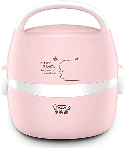 Picnic bag H-O Mini Electric Cooker Multi-Function Portable Rice Cooker Steamer Slow 1.3L Stainless Steel Liner Heating Box,Pink (Color : Pink)