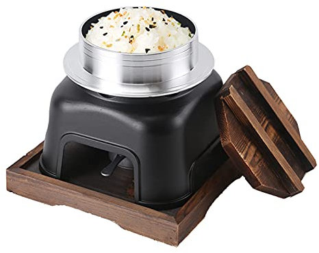 AIZYR Aluminum Alloy Chafing Dish Set - Japanese Hot Pot with Wooden Lid and Burner Stove,L