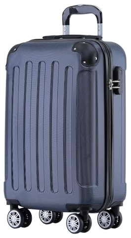 BEIBYE Handgepäck Koffer M 55 cm – Kabinenkoffer aus ABS, leicht, 360° Doppelrollen, Reisekoffer für Kurzreisen, Dunkelblau