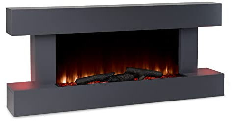 Klarstein Deko Kamin mit LED-Flammen, Elektro Kamin mit Heizung, 2000W Elektrischer Kamin, Sparsamer Kamin Elektrisch, Wandkamin mit Fernbedienung & Timer, Elektrische Kamine mit MDF-Gehäuse