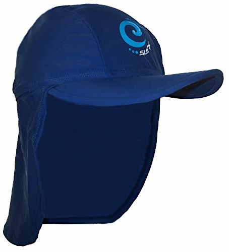 Kidz Swimmers Boys Sun Protection Legionnaire Cap UPF 50+ Estate Blue & Malibu Blue (Medium 6-10 Years)
