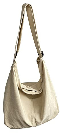 Canvas Messenger Bag Large Crossbody Bag Handbag Solid Color with Multiple Pockets Canvas Shoulder Tote Bag for Women and Men
