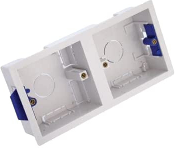 AXIOM 35-45mm Dry Lining Back Box Flush Wall Electrical Recessed Flush Mount Deep Pattress Box Fused Spur Euro Module Faceplates (1 Gang, 2 Gang, Dual, Triple) (35mm Dual (1 Gang + 1 Gang), 1)