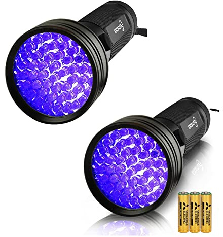 ESCO LITE Escolite UV Flashlight Black Light 51 LED 395nM, Blacklight Detector for Dog Urine, Pet Stains and Bed Bug, 2 Packs (Include 3AA Batteries)