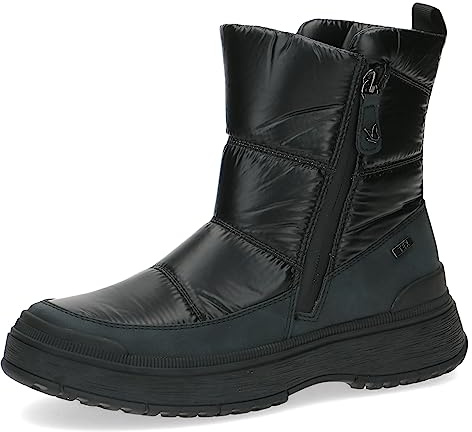 CAPRICE Damen Winterstiefeletten ohne Absatz Airmotion mit Reißverschluss Gefüttert Weite G, Schwarz (Black Comb), 39 EU